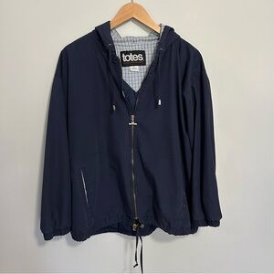 Totes Vintage Dark Blue Hooded Windbreaker Women's Size 1X